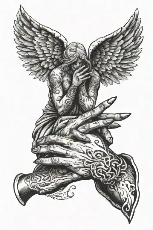 ANGELS AND PRAYER HANDS LONG LIVE MY BRUDDA tattoo design idea