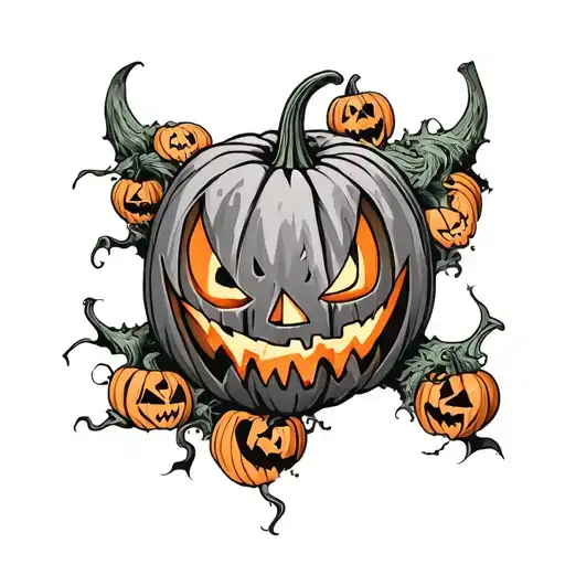 evil scary jack o lantern tattoo design idea