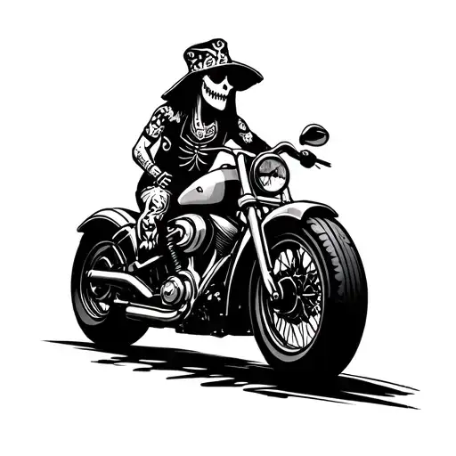 voodoo doll riding motorcycle tattoo design idea