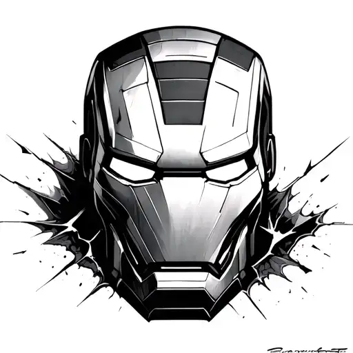 iron man mask broken tattoo design idea