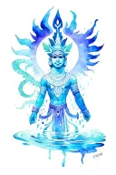 Tlaloc god of living water tattoo design idea