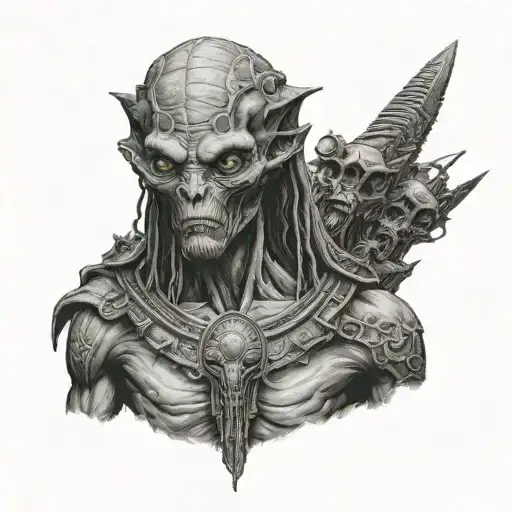 annunaki, aliens looking tattoo design idea