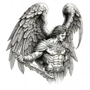archangel Michael extended wings for back tattoo design idea