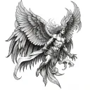 archangel Michael extended wings for back tattoo design idea