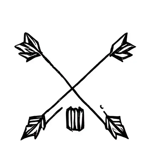 Dumbbell and arrows crossed tattoo design idea