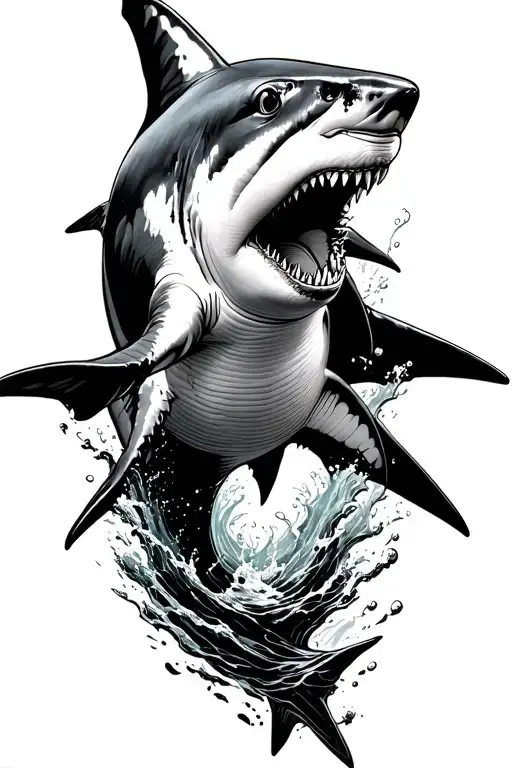 great white shark jumping tattoo design idea