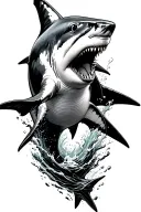 great white shark jumping tattoo design idea