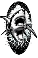 great white shark jumping tattoo design idea