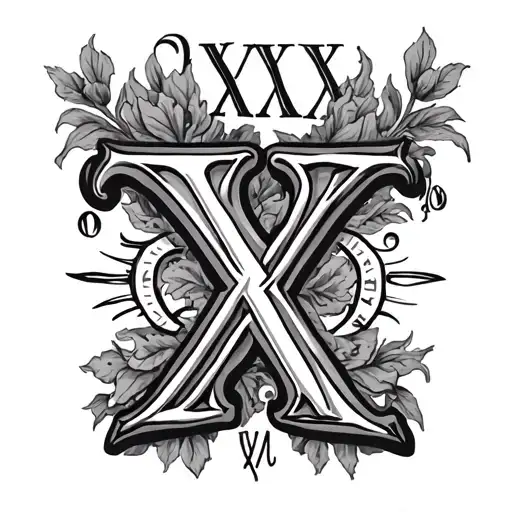 create a tattoo with the roman numerals xii xxii mmxiv and the letter x to commemorate ten year wedding anniversary tattoo design idea