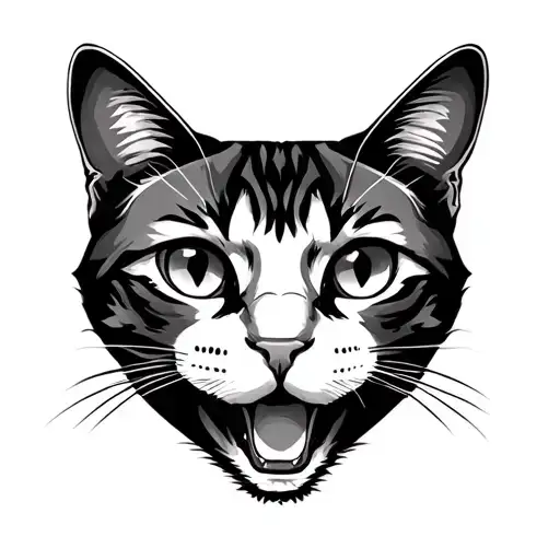outline of two cats' mouth and nose. one slightly above the other  tattoo design idea