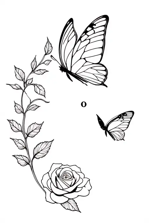 Butterfly, Rose and Semicolon tattoo design idea