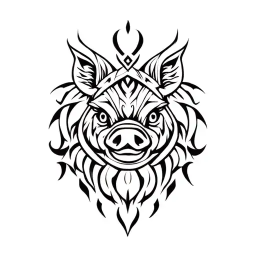 warrior pig tattoo design idea