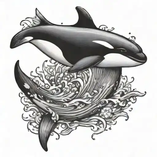 killer whale swimming tattoo design idea