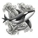 killer whale swimming tattoo design idea
