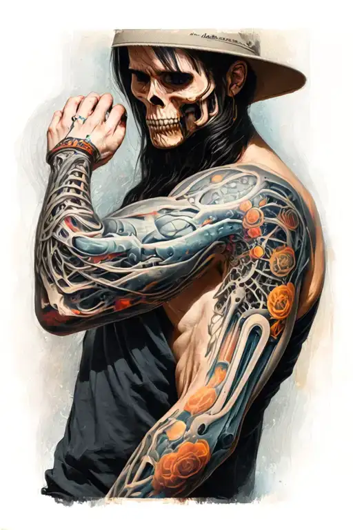 biomechanical arm sleeve tattoo design idea