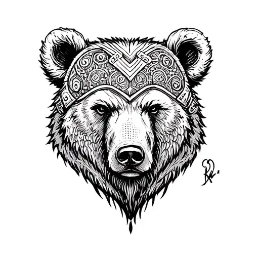 bear head viking tattoo design idea