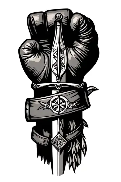 army Combat Infantryman's Badge native hunting spear katana boxing gloves staff sergeant rank nautical compasss tattoo design idea