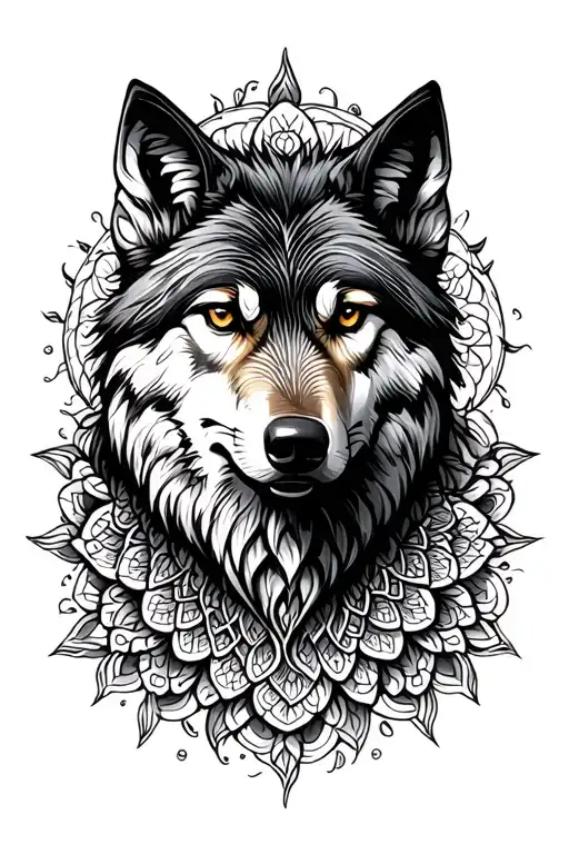 Wolf with Mandala Simple Design tattoo design idea
