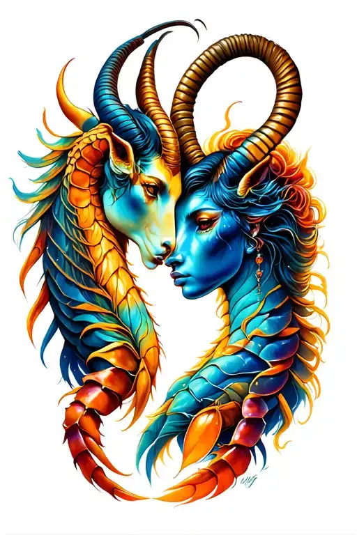 Capricorn Scorpio in love forever & always tattoo design idea