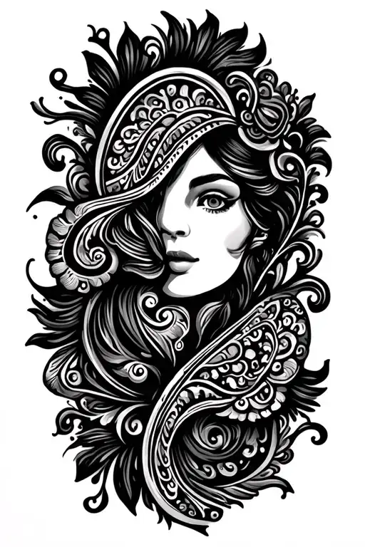 paisley pattern tattoo design idea