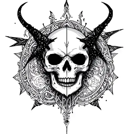 skull, daemon, belial sigil tattoo tattoo design idea