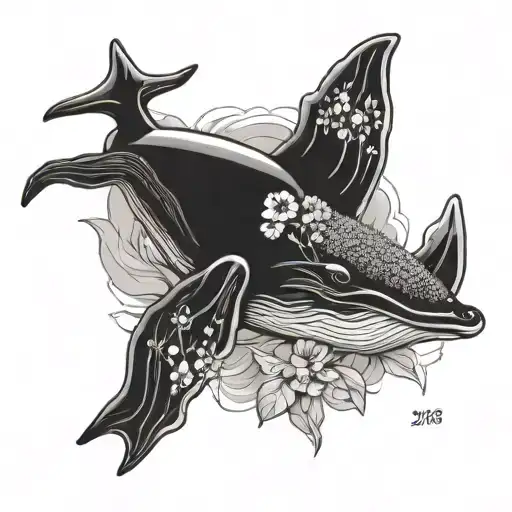 whale lupine tattoo design idea