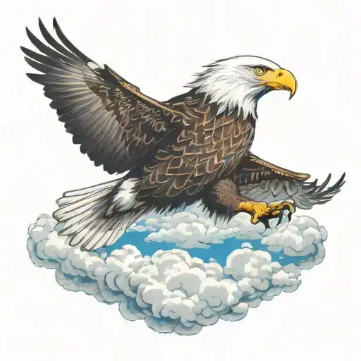 eagle flying with clouds in the background tattoo design idea
