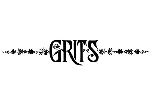 ""GRITS" linear and flowers " tattoo design idea
