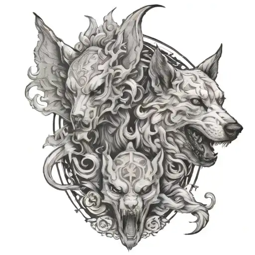 haven and hell hound tattoo design idea