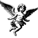 flying cherub angel tattoo design idea