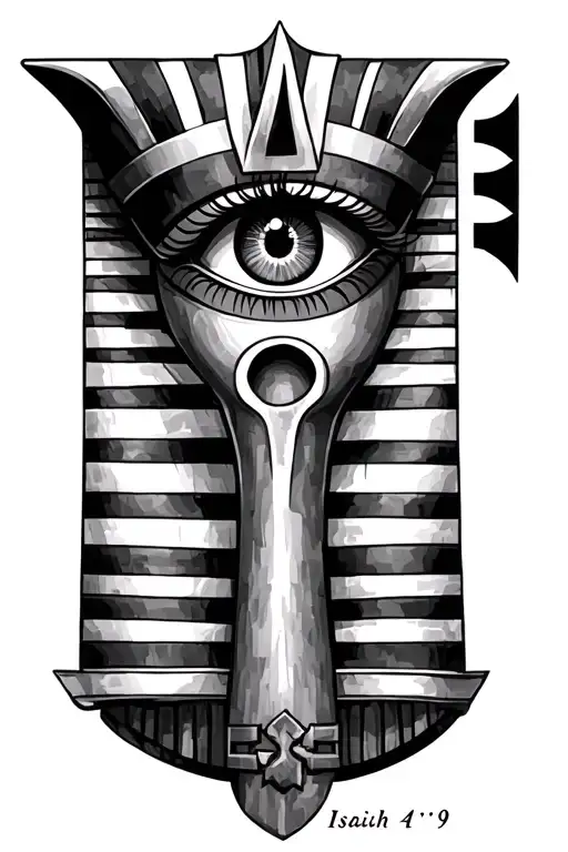 eyes of horus eye and ra eye ankh with scripture Isaiah 41:9 tattoo design idea