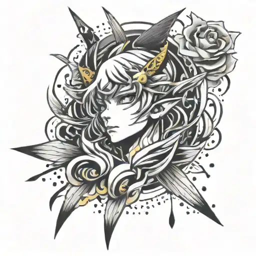 anime manga flash tattoo tattoo design idea