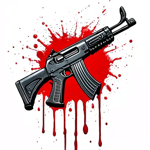 ak47 blood gang tattoo design idea