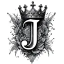 letter J with a crown tattoo design idea