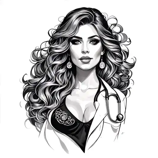 sexy female plaugue doctor tattoo design idea