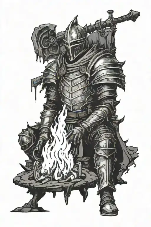dark souls III game bonfire tattoo design idea