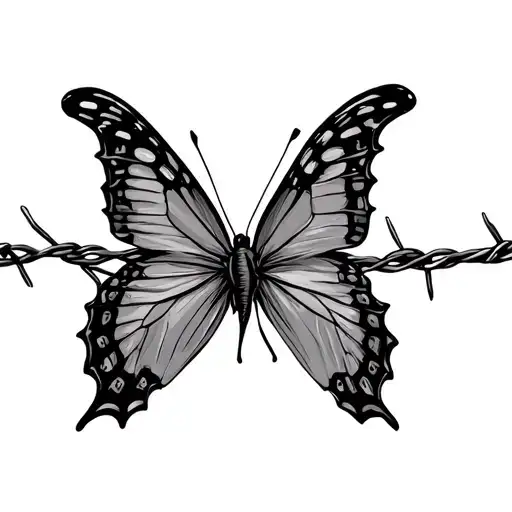 butterfly from front, trying to get on freedom of barbed wire tattoo design idea