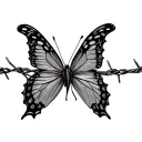 butterfly from front, trying to get on freedom of barbed wire tattoo design idea