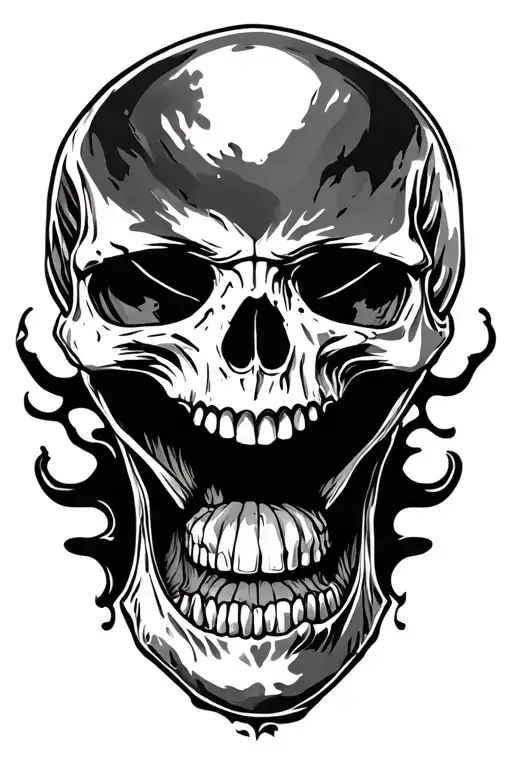 skull mouth open memento mori tattoo design idea