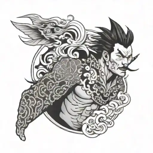 minimalist Japanese yakuza half sleeve tattoo design idea