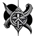 protection and strength linear bind rune intertwined tattoo design idea