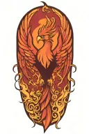 phoenix bird rising from the ashes surrounded by flames with negative space around wings tattoo design idea
