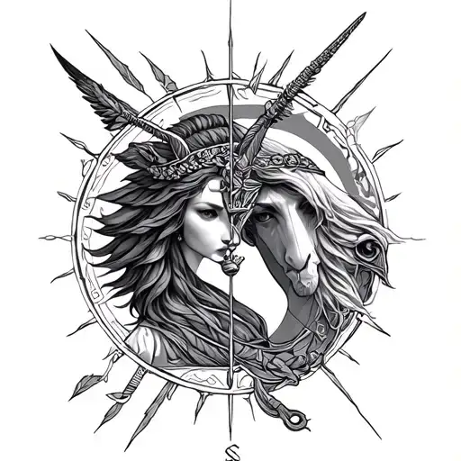 Libra And Sagittarius Combined tattoo design idea