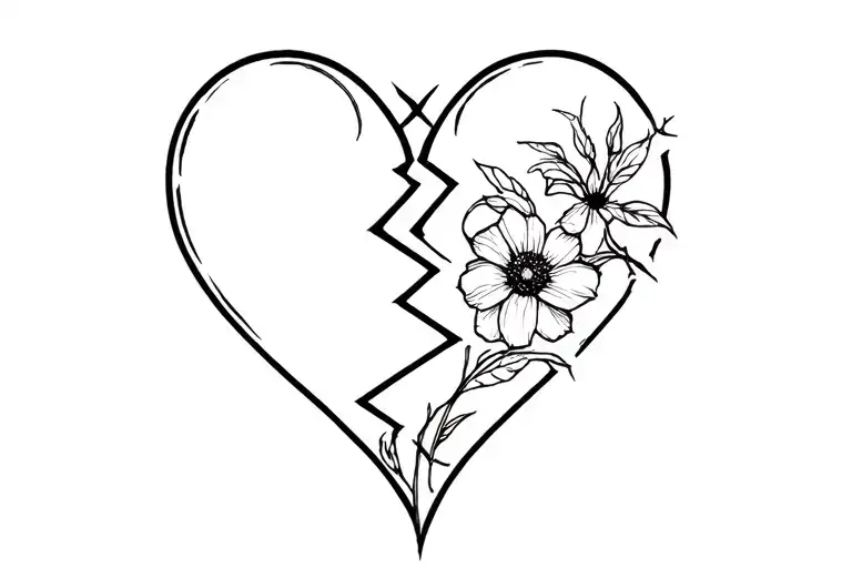 home,dead flower and a broke heart made tattoo design idea