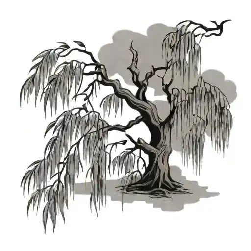 weeping willow branch tattoo design idea