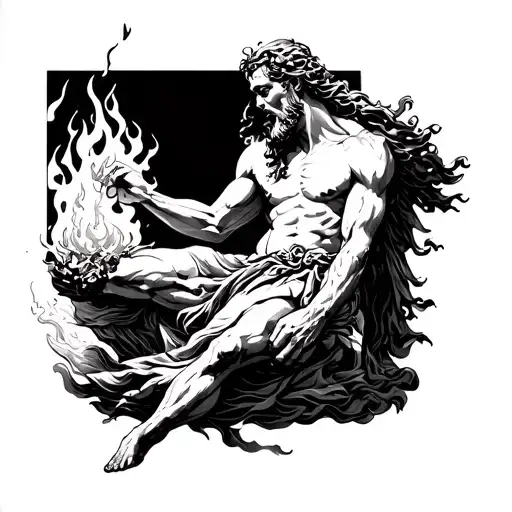 Prometheus stealing fire from the gods tattoo design idea