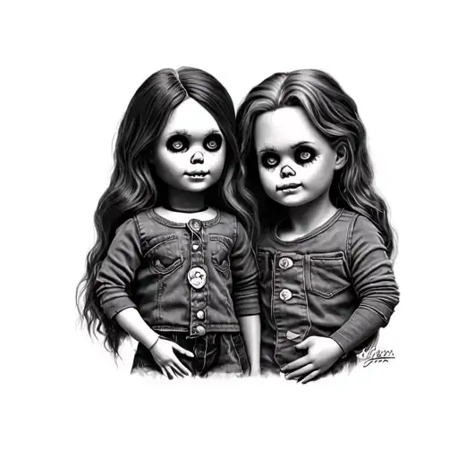 annabelle doll and chucky tattoo design idea