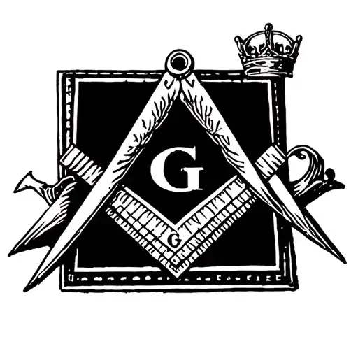 Past Master, square and compass, freemason symbol tattoo design idea