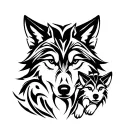 wolf with a wolf cub tattoo design idea