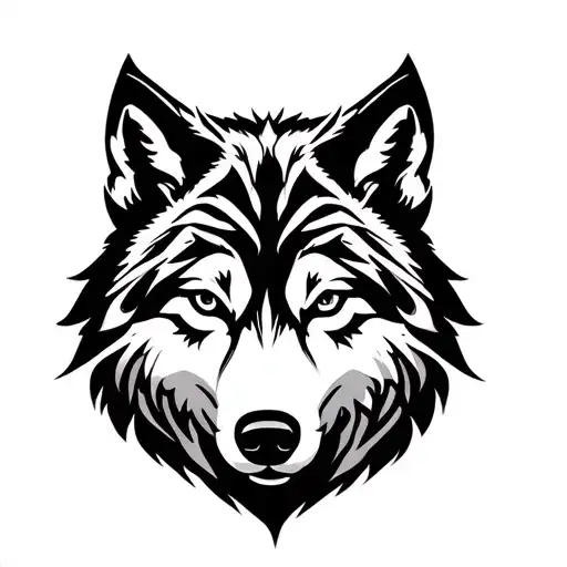 wolf with a wolf cub tattoo design idea
